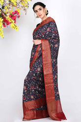 Spring Blue Moonga Silk Saree - Silk Mark Certified